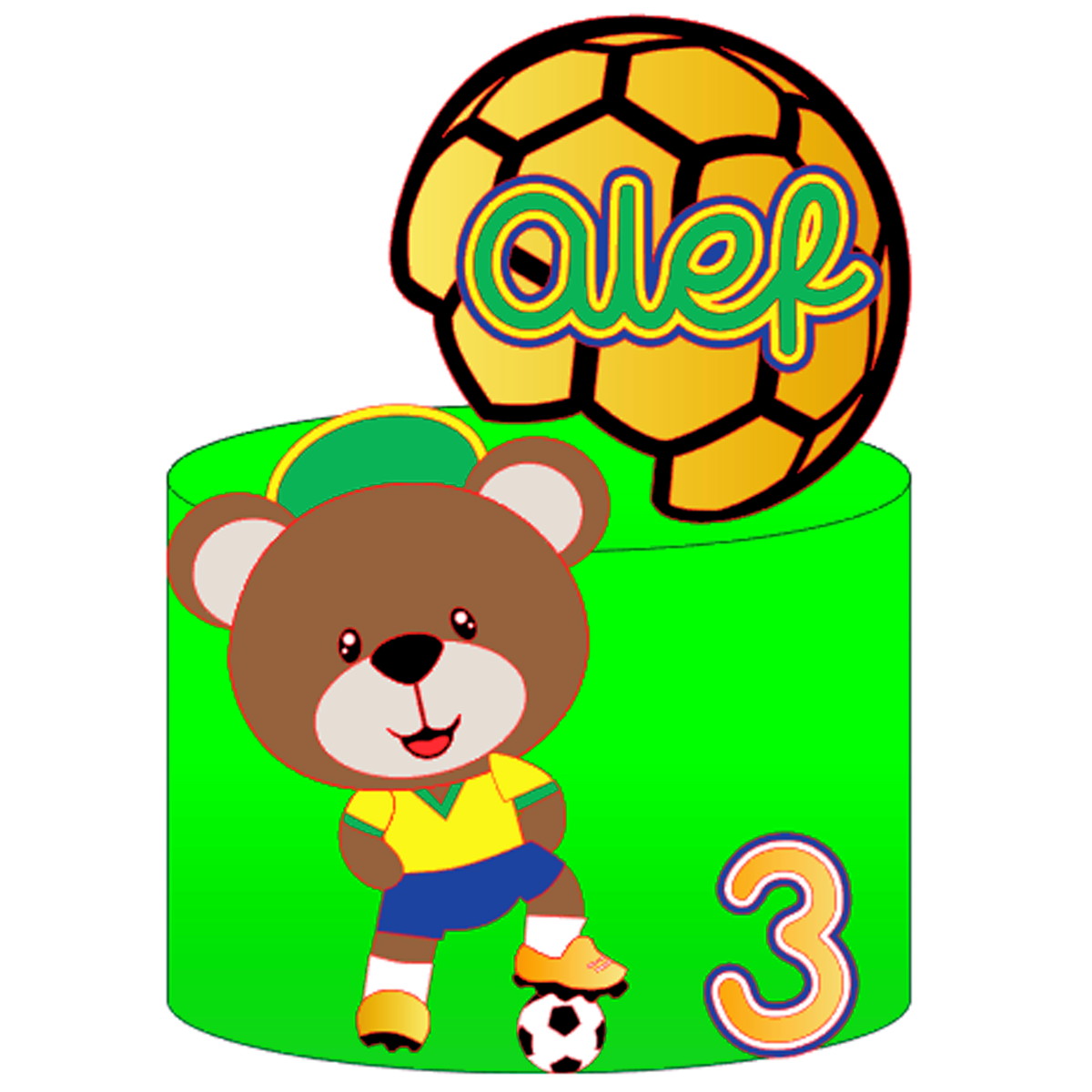 Arquivo De Corte: Topo De Bolo Copa Do Mundo Ursinho 010