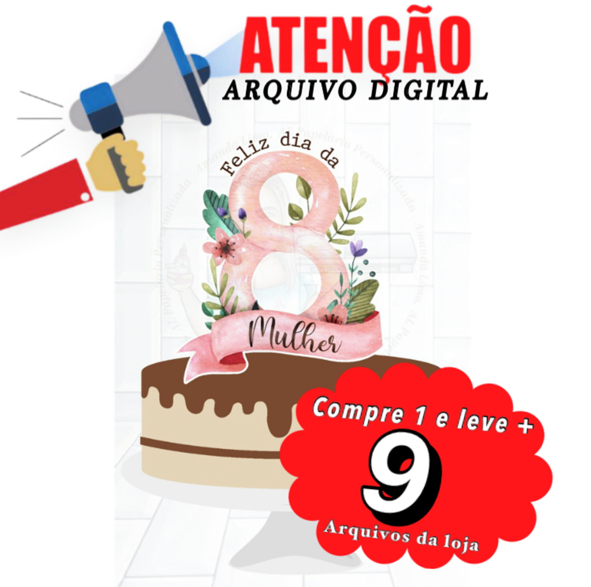 Arquivo de Corte Topo de Bolo - Dia da Mulher 003 - Imagem 3