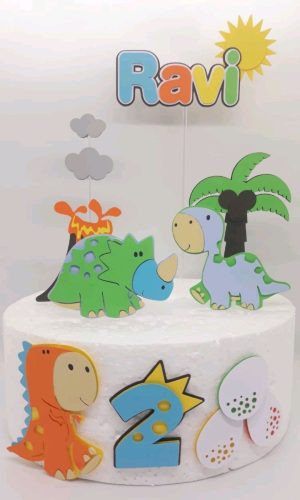 Arquivo De Corte Topo De Bolo Dino Cute Camadas