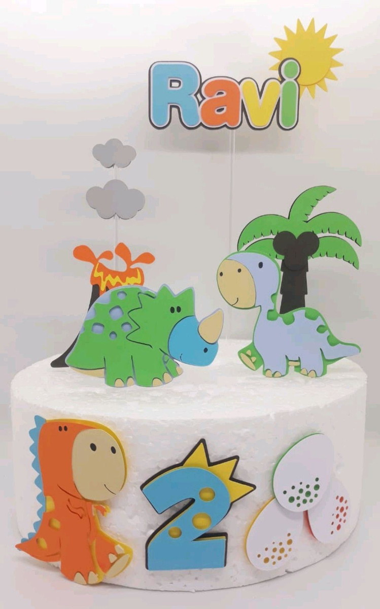 Arquivo De Corte Topo De Bolo Dino Cute Camadas