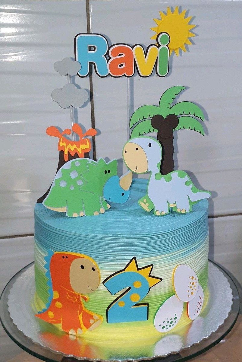 Arquivo De Corte Topo De Bolo Dino Cute Camadas - Imagem 2