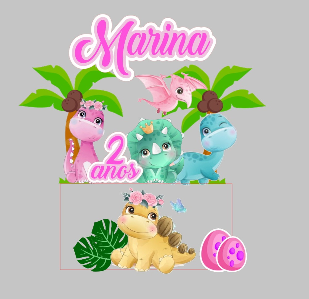 Arquivo de Corte Topo de Bolo Dino Menina