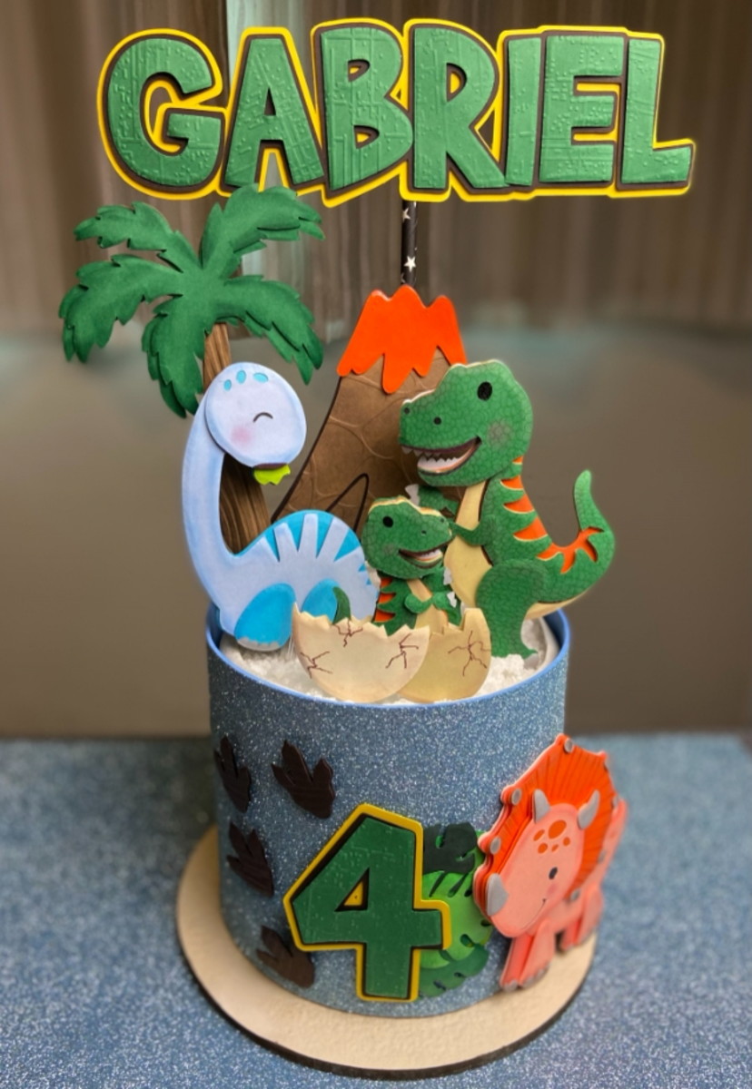 Arquivo de Corte: Topo de Bolo Dinossauro Cute 035 - Imagem 2