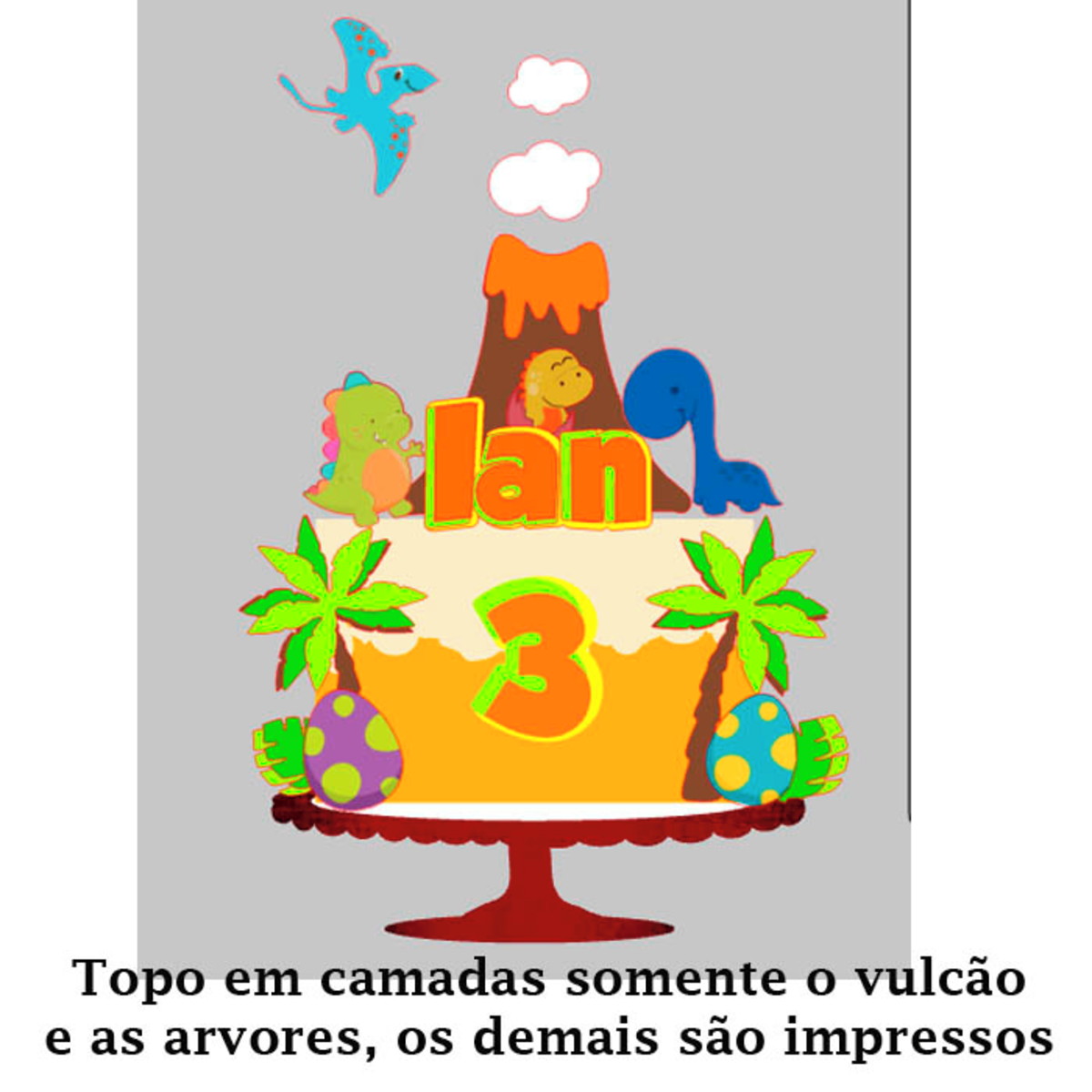 Arquivo de Corte Topo de Bolo Dinossauro cute 1 + BRINDE
