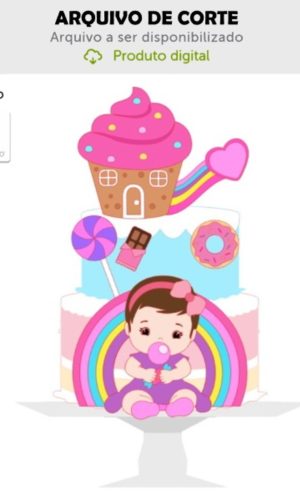 Arquivo de Corte Topo de Bolo Doces Bebê Menina