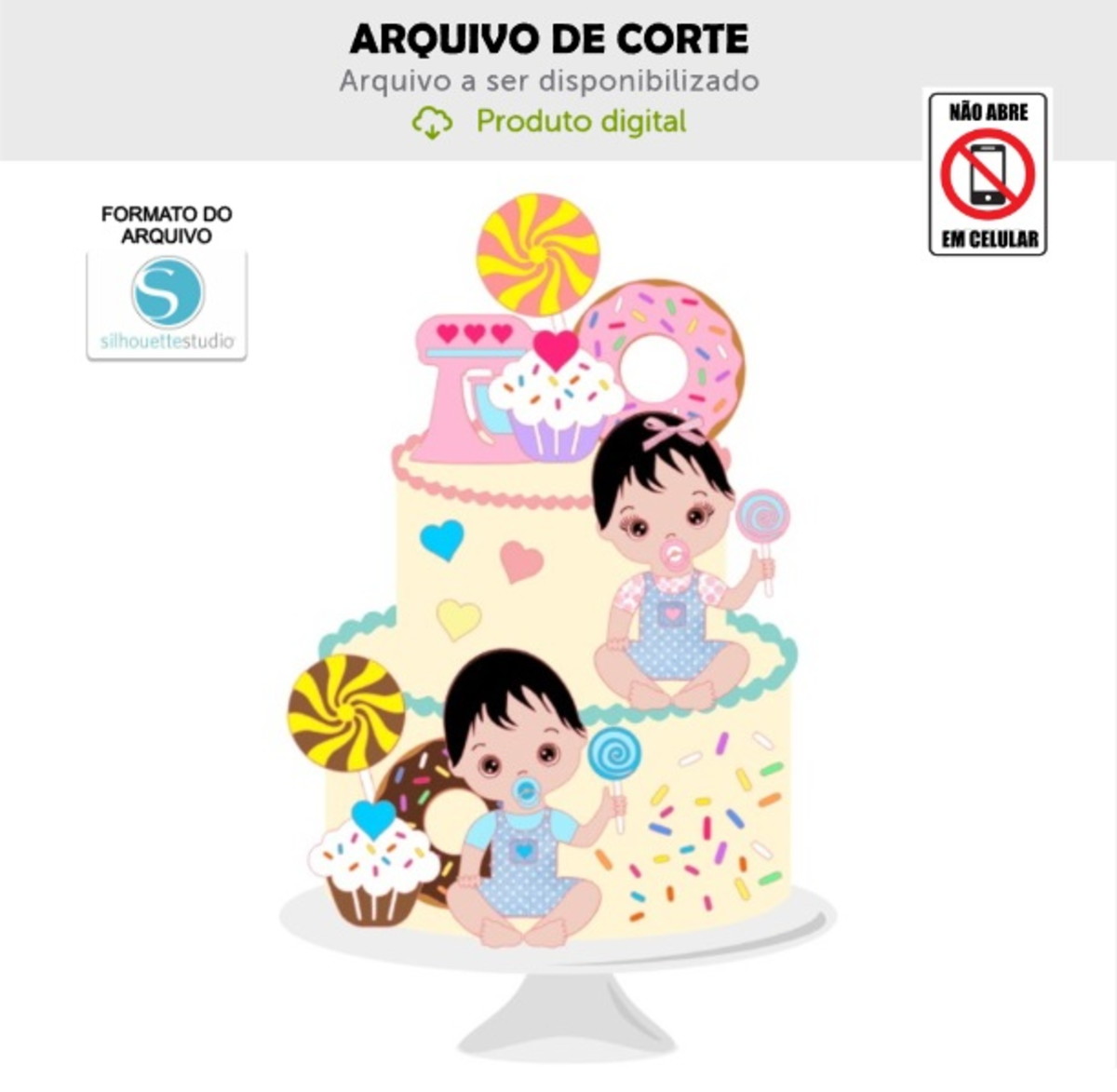 Arquivo de Corte Topo de Bolo Doces Bebês