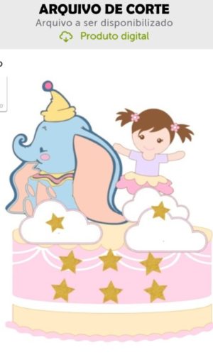 Arquivo de Corte Topo de Bolo Dumbo Menina