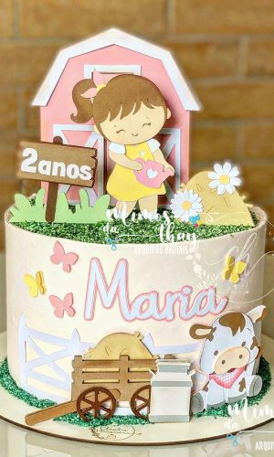 Arquivo de Corte: Topo de Bolo Fazendinha Menina Cute 022
