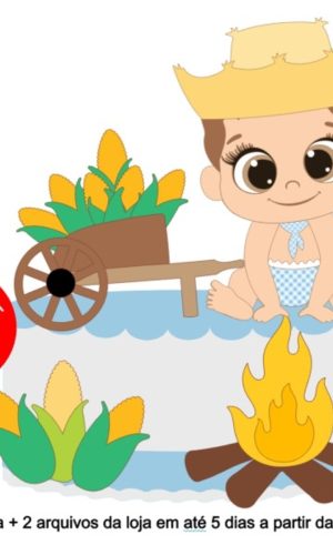 Arquivo de Corte Topo de Bolo Festa Junina Bebê - Menino