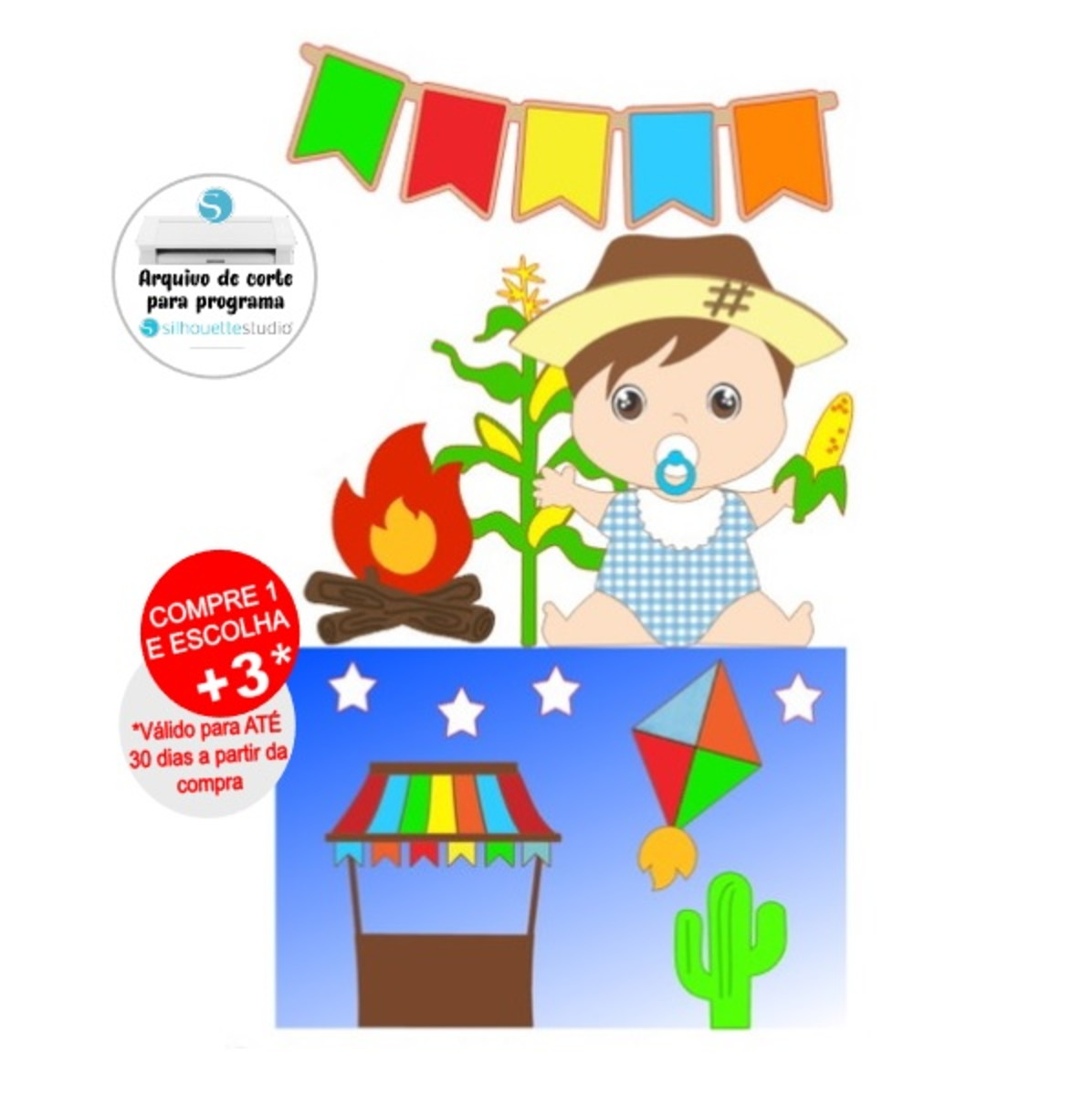 Arquivo de Corte Topo de Bolo Festa Junina Bebê São João