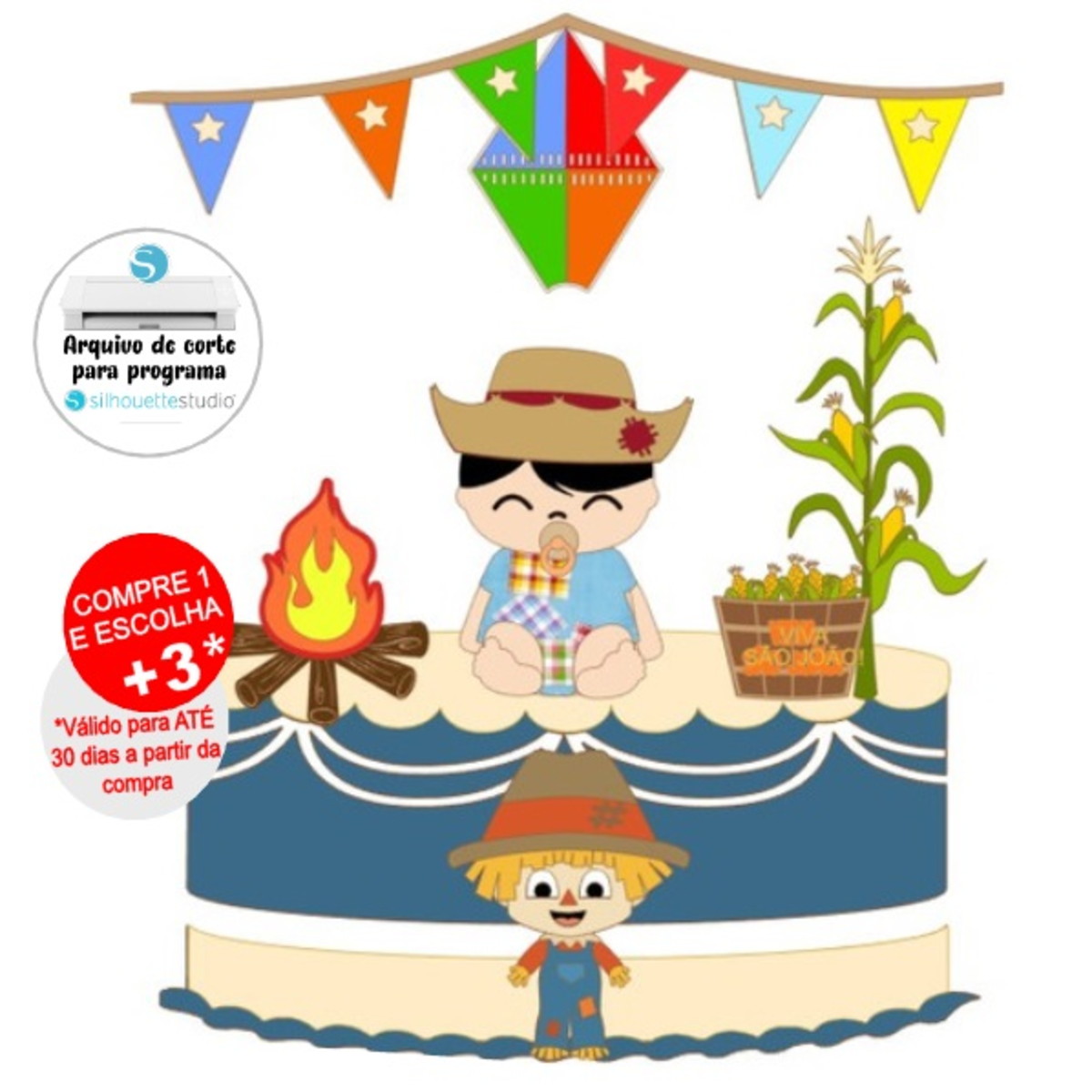 Arquivo de Corte Topo de Bolo Festa Junina Bebê