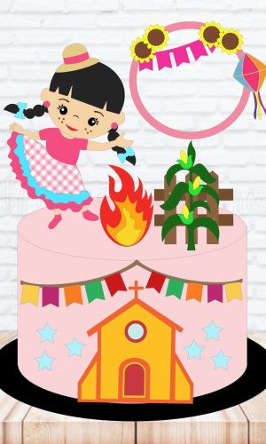 Arquivo de Corte Topo de Bolo Festa Junina em Camadas 423