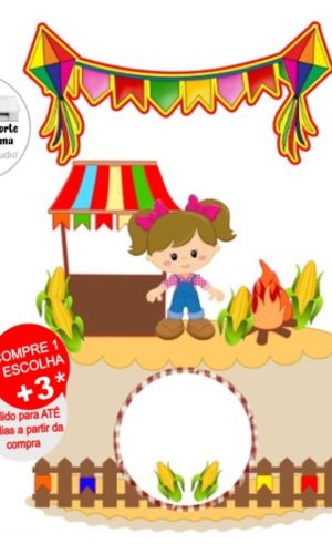 Arquivo de Corte Topo de Bolo Festa Junina Menina