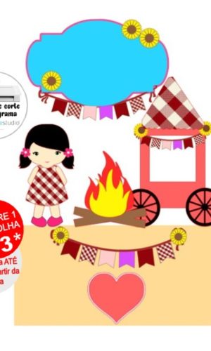 Arquivo de Corte Topo de Bolo Festa Junina Menina