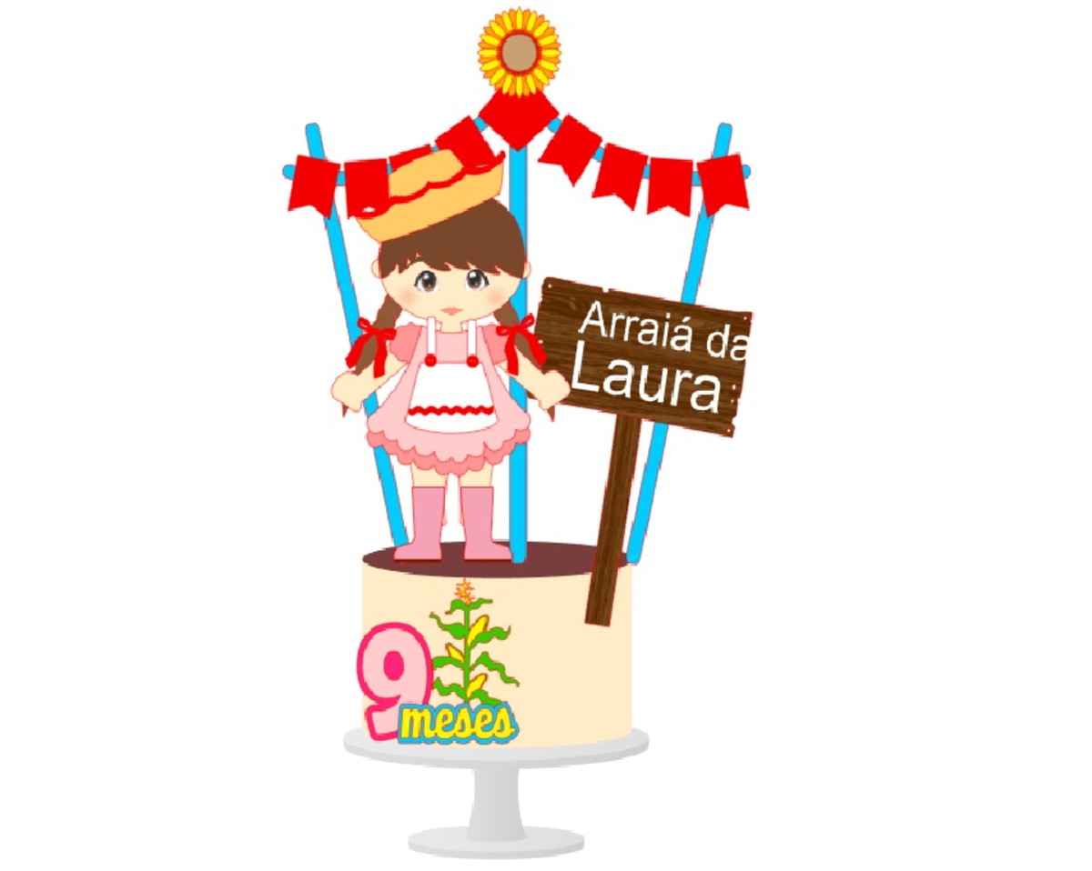 Arquivo de Corte Topo de Bolo Festa Junina Menina
