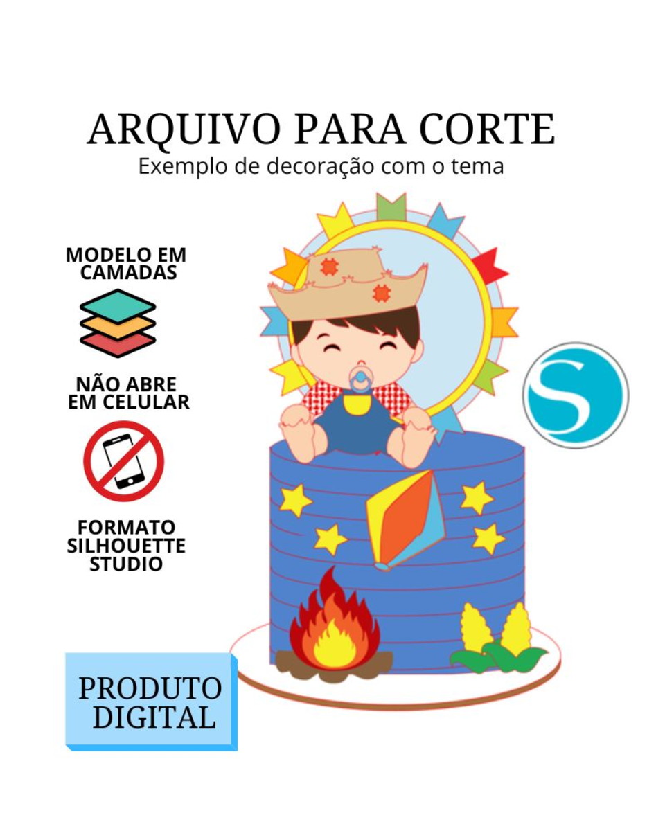 Arquivo de Corte Topo de Bolo - Festa Junina Menino 3