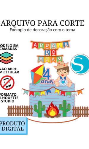 Arquivo de Corte Topo de Bolo - Festa Junina Menino c Balão