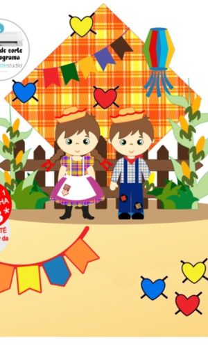 Arquivo de Corte Topo de Bolo Festa Junina Menino e Menina