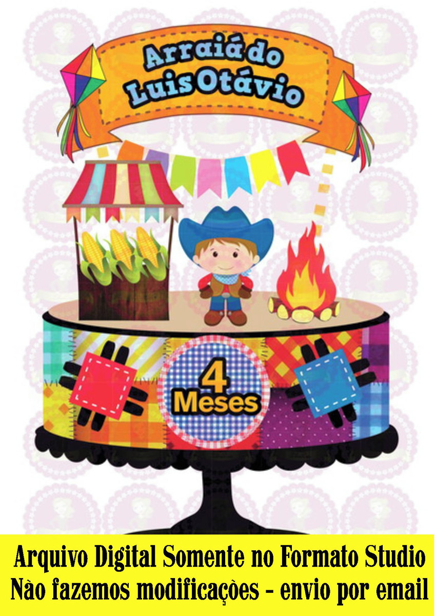 ARQUIVO DE CORTE - TOPO DE BOLO FESTA JUNINA MENINO REF 236