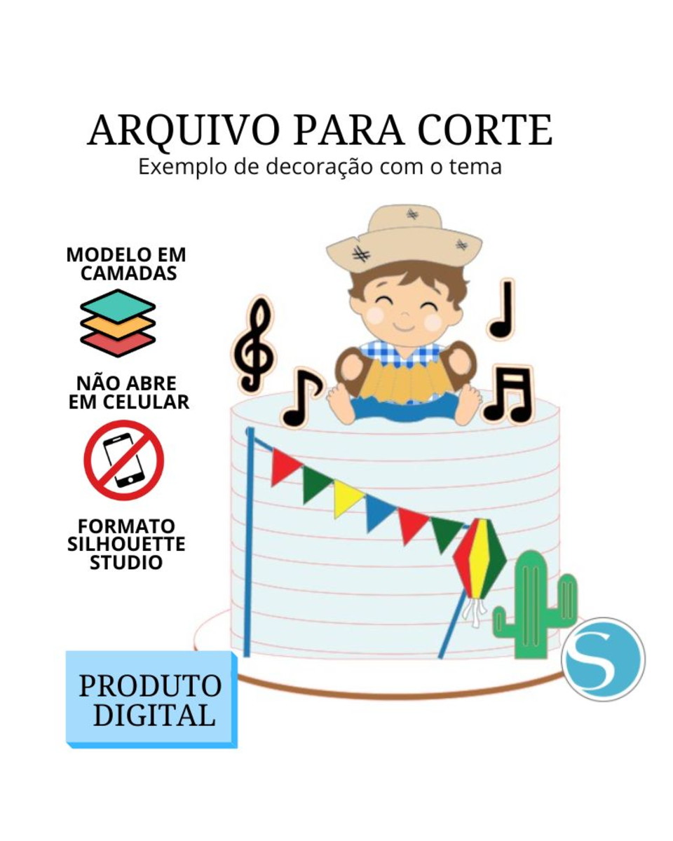 Arquivo de Corte Topo de Bolo - Festa Junina Menino 1