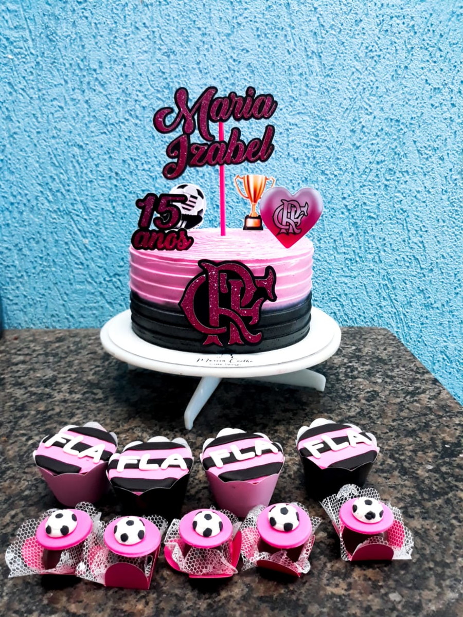 Arquivo de Corte Topo de Bolo Flamengo Feminino - Imagem 2
