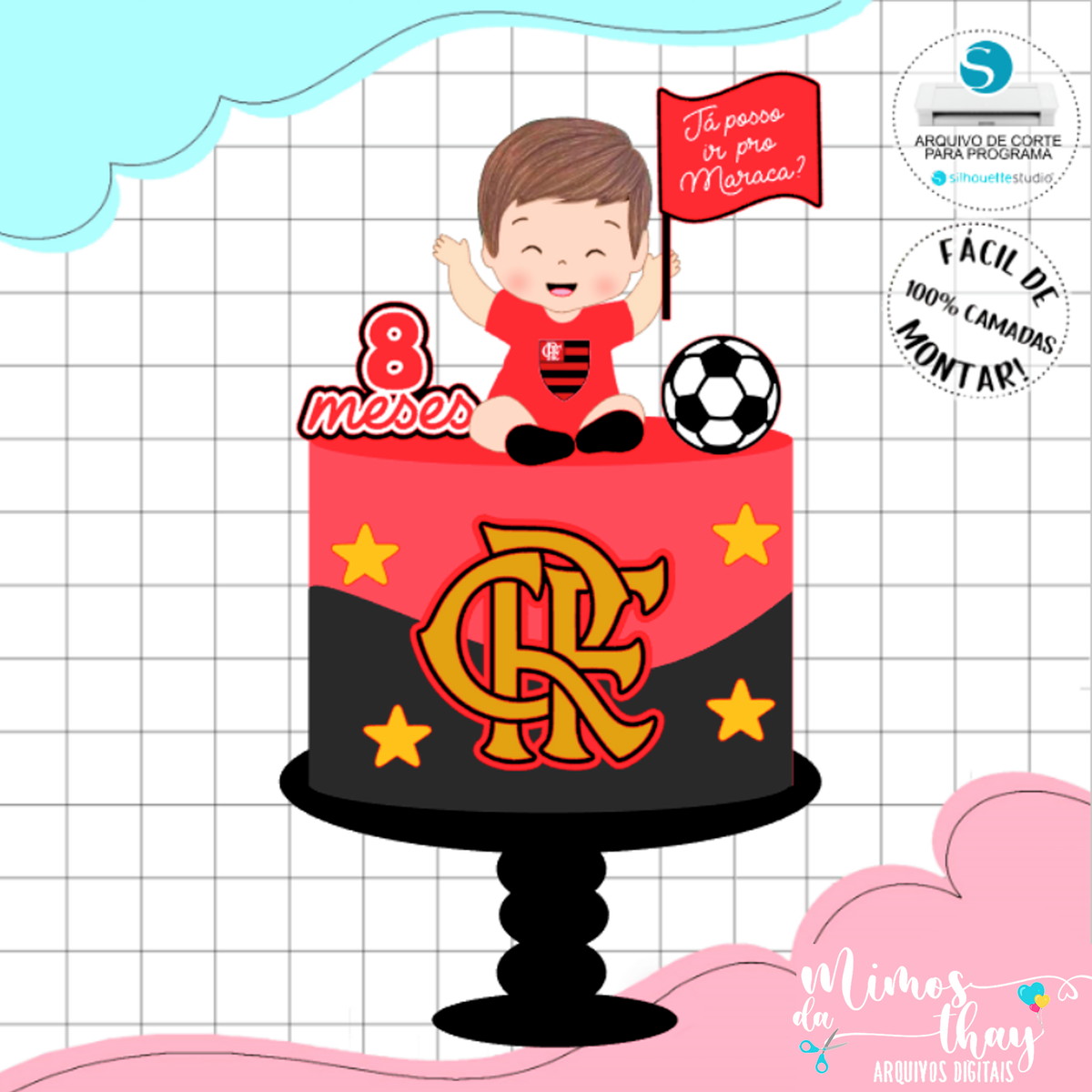 Arquivo de Corte Topo de Bolo Flamengo Menino Baby 001