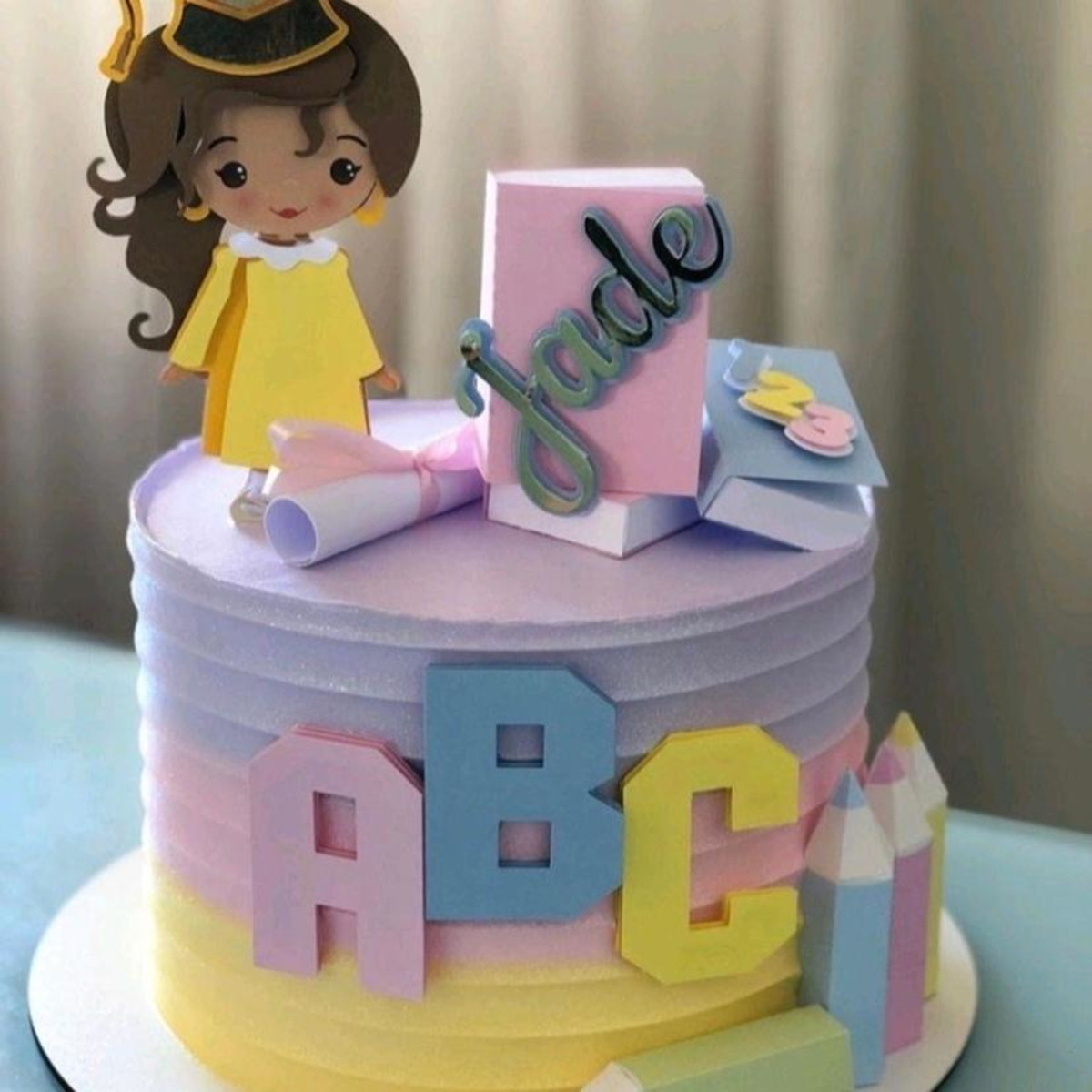 Arquivo de Corte Topo de Bolo Formatura ABC Menina