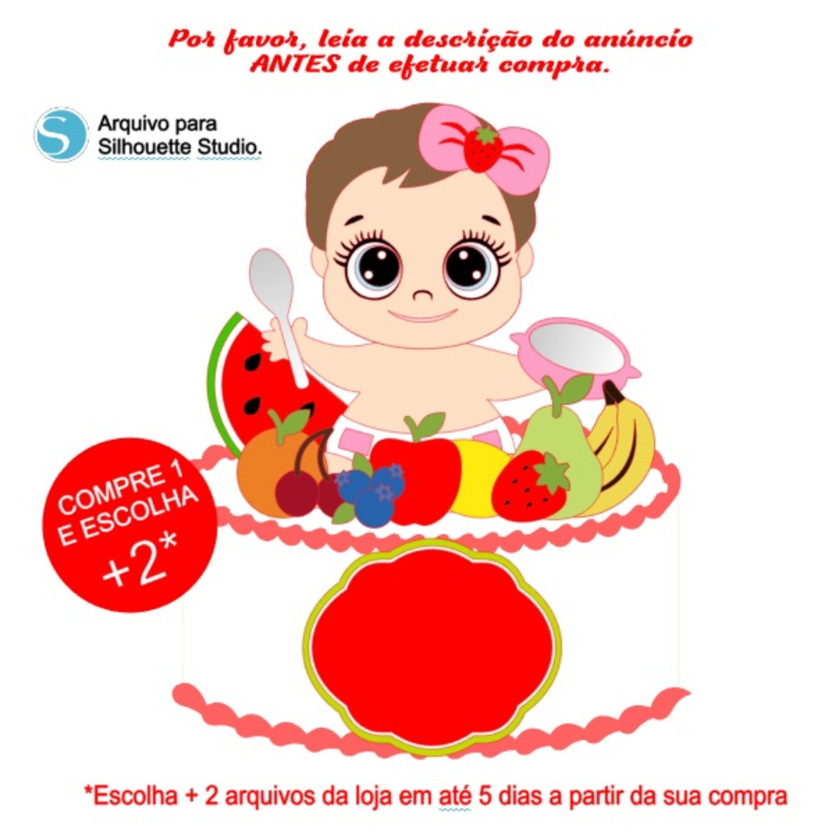 Arquivo de Corte Topo de Bolo Frutinha Bebê