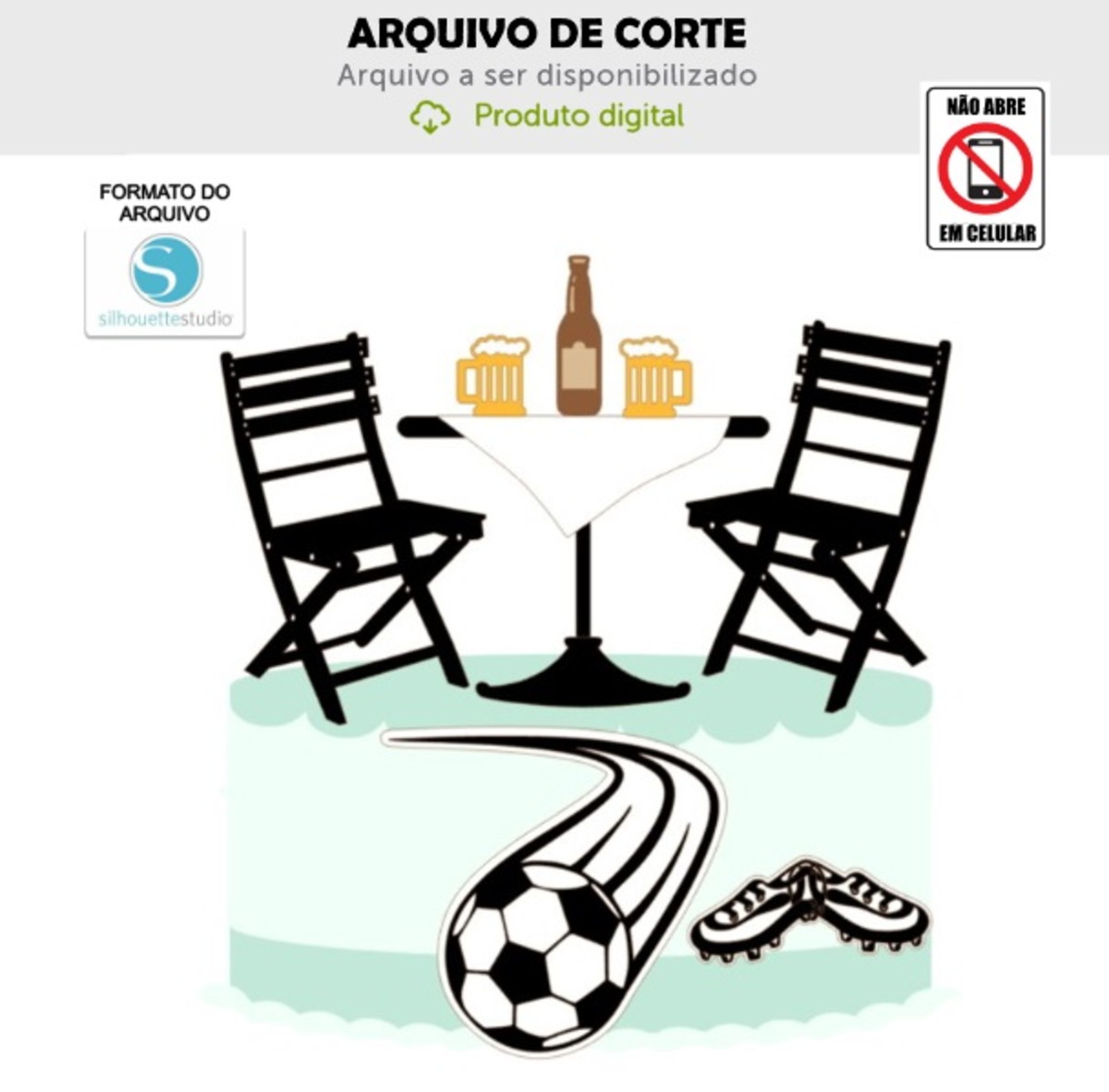 Arquivo de Corte Topo de Bolo Futebol Bebida