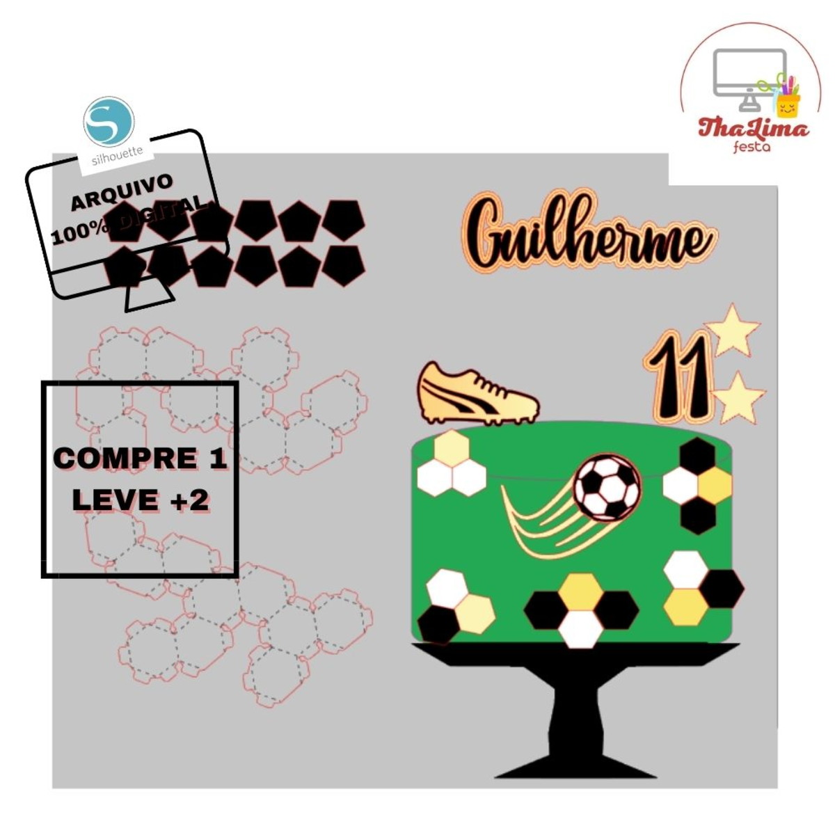 Arquivo de Corte Topo de Bolo Futebol Bola 3d Camadas - Imagem 2