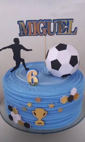 Arquivo de Corte Topo de Bolo Futebol Bola 3d