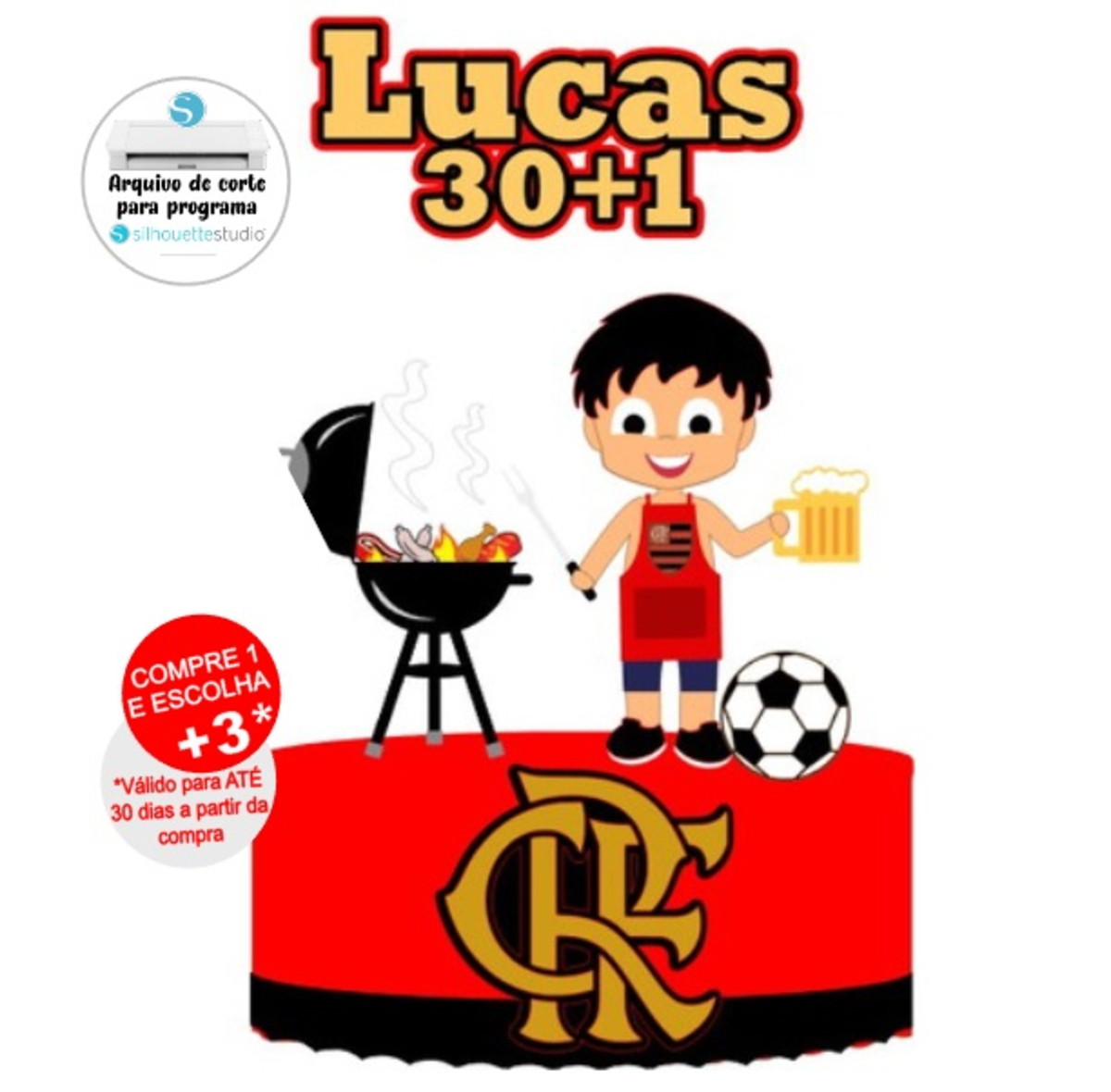 Arquivo de Corte Topo de Bolo Futebol Churrasco Flamengo