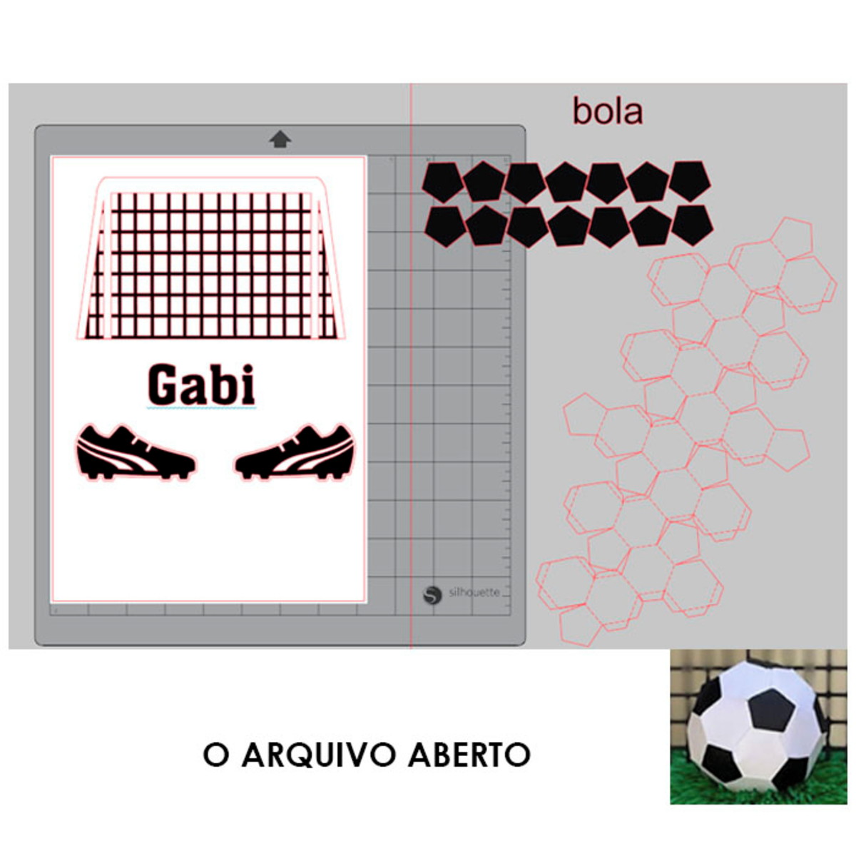 Arquivo de Corte Topo de Bolo Futebol com bola 3D + BRINDE - Imagem 2