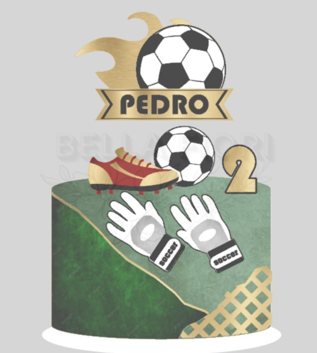 Arquivo de Corte Topo de Bolo Futebol em Camadas 75 - Bf