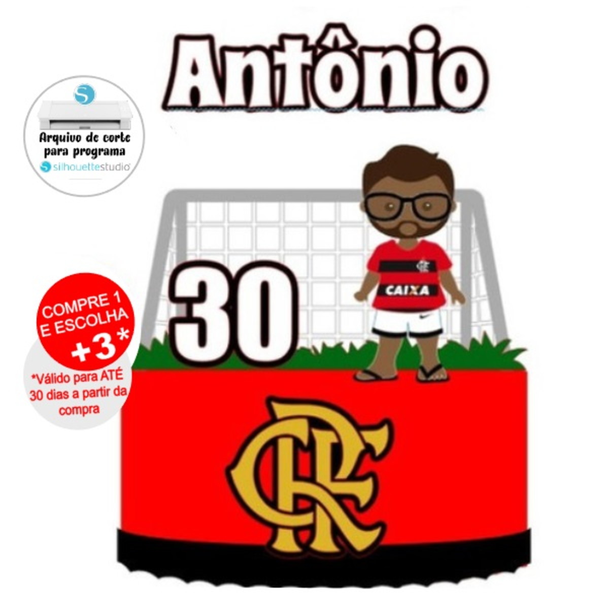 Arquivo de Corte Topo de Bolo Futebol - Flamengo