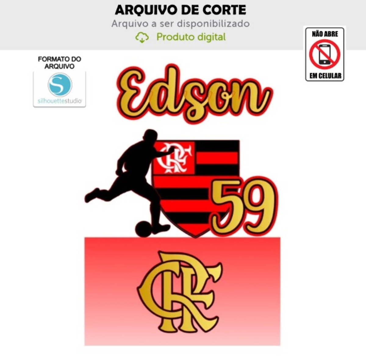 Arquivo de Corte Topo de Bolo Futebol - Flamengo