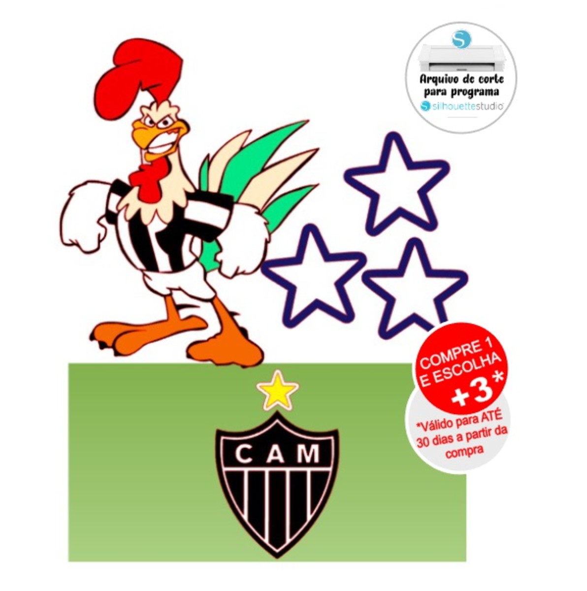 Arquivo de Corte Topo de Bolo Futebol Galo