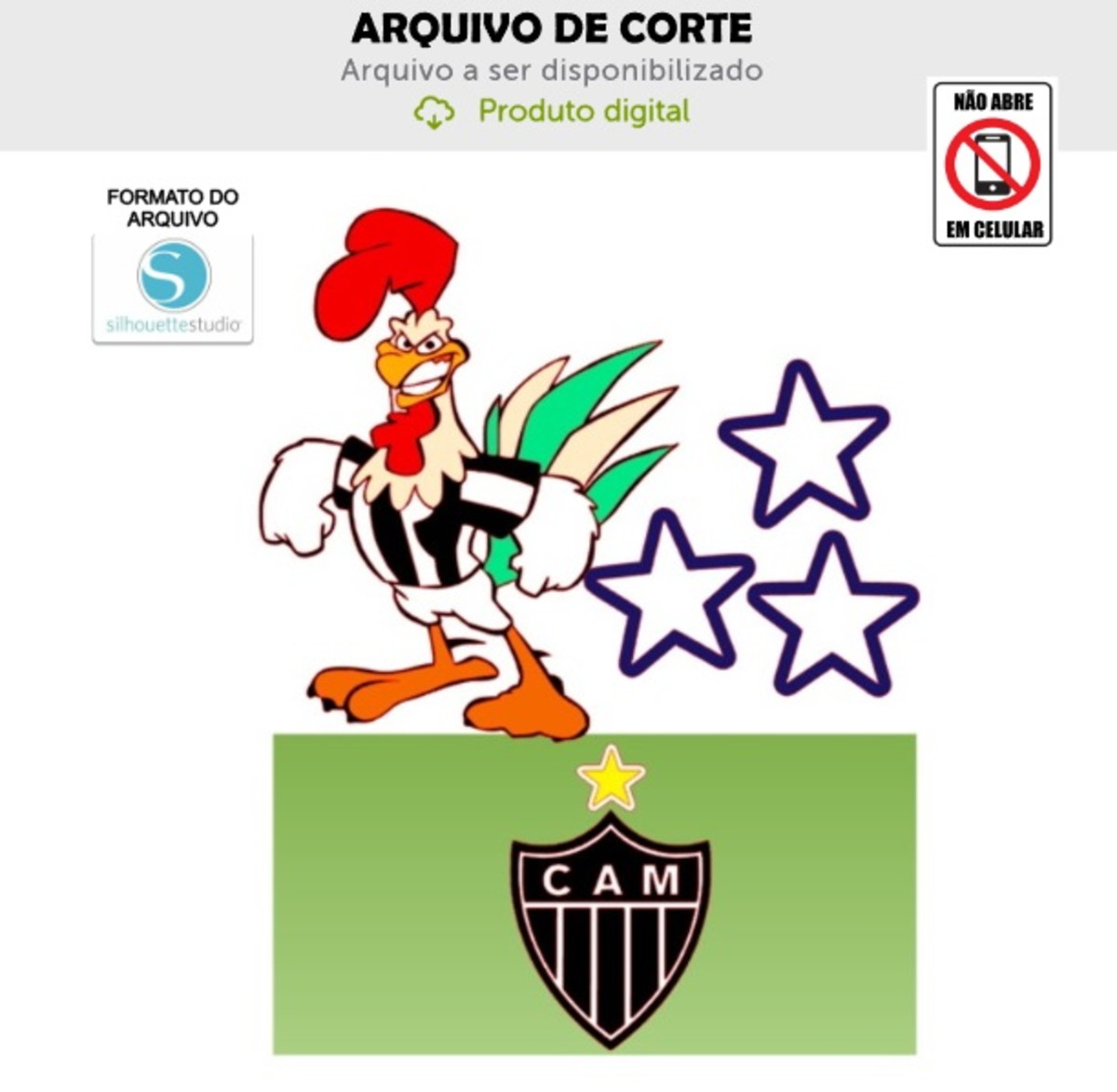 Arquivo de Corte Topo de Bolo Futebol - Galo Atletico