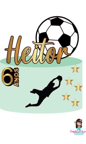 Arquivo de Corte Topo de Bolo Futebol Gol em 3d