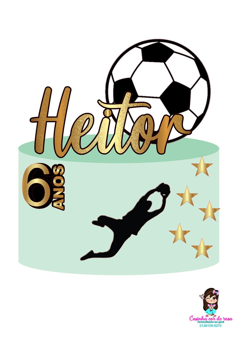 Arquivo de Corte Topo de Bolo Futebol Gol em 3d