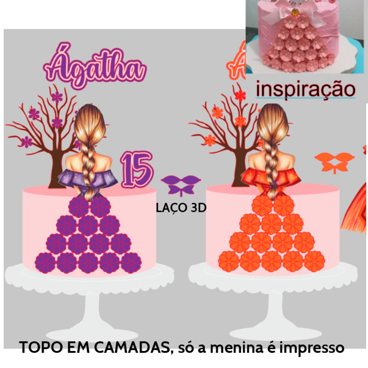 Arquivo de Corte Topo de Bolo Garota de Costas Vestido 3 +br