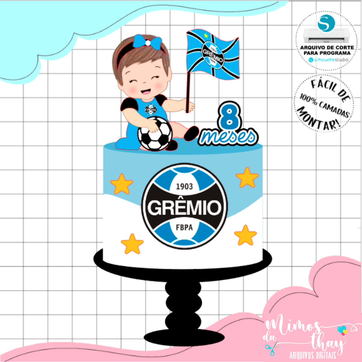 Arquivo de Corte Topo de Bolo Grêmio Menina Baby 003