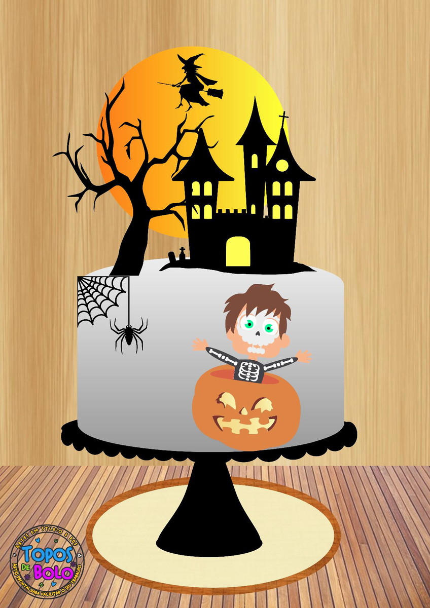 Arquivo de Corte Topo de Bolo Halloween Menino Abóbora