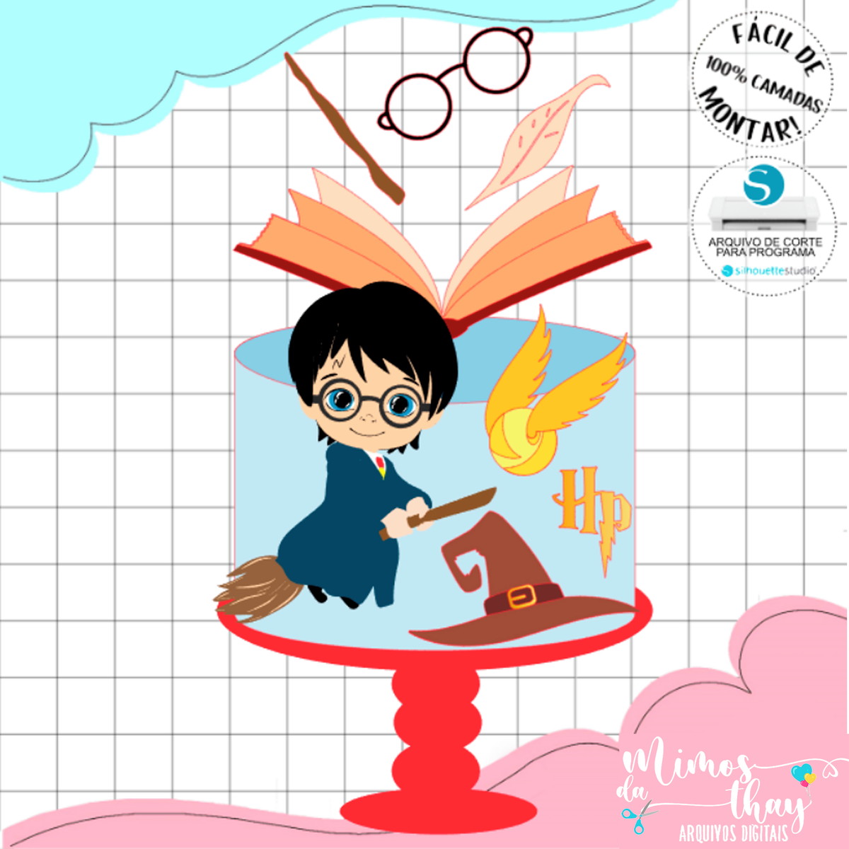 Arquivo de Corte: Topo de Bolo Harry Potter Cute 008