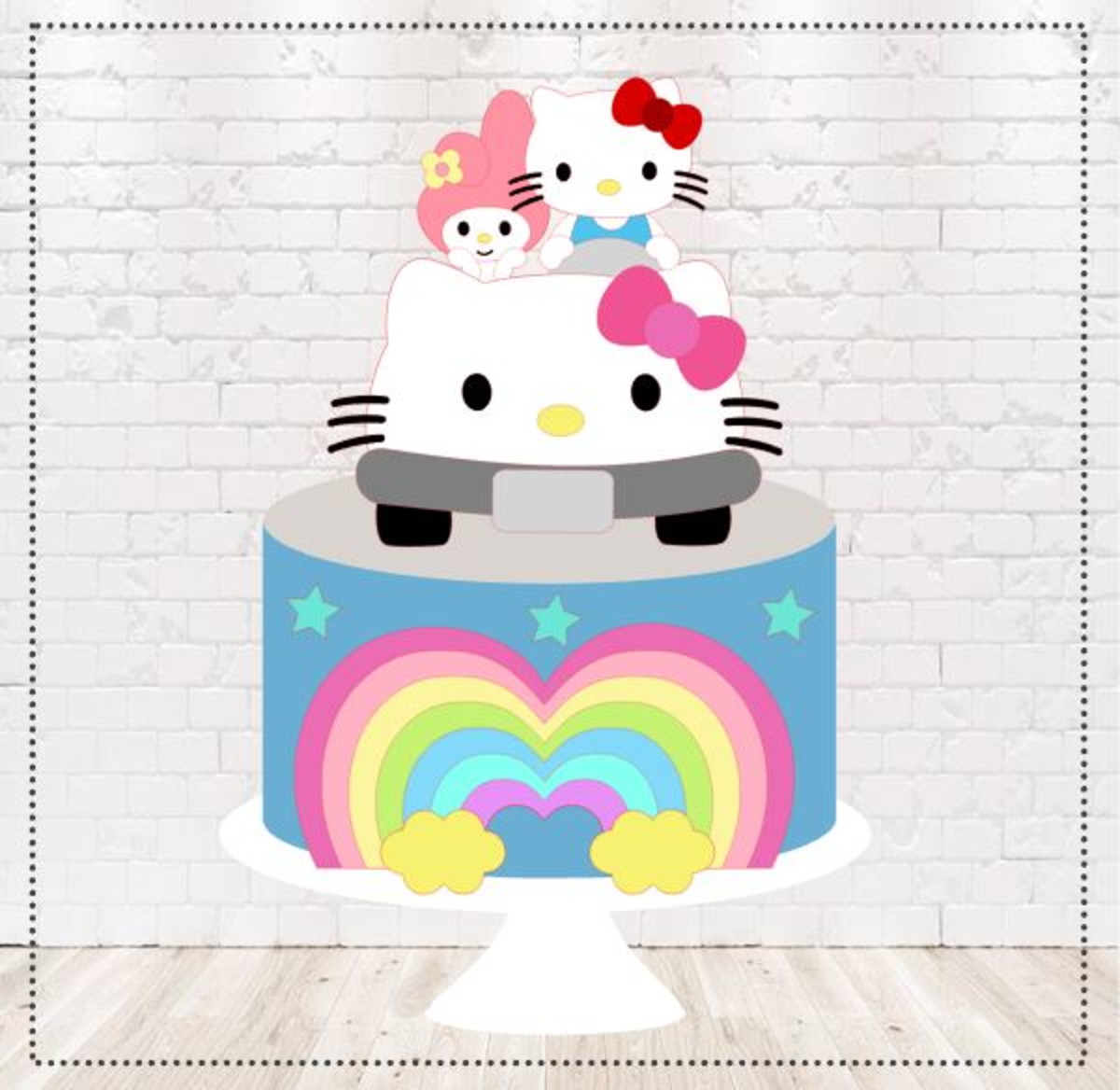 Arquivo de Corte Topo de Bolo Hello Kitty em Camadas 1939