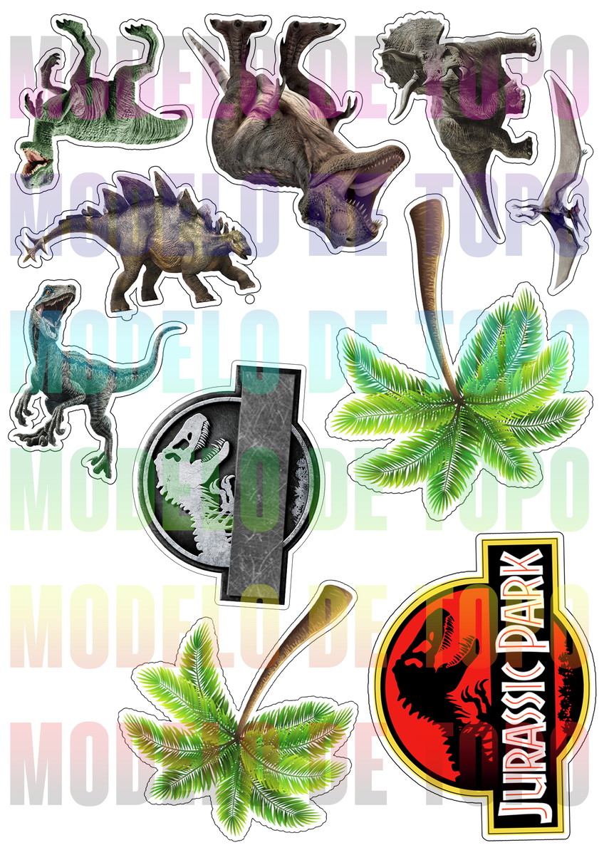 Arquivo de corte topo de bolo Jurassic Park #1 PDF/JPG - Imagem 3