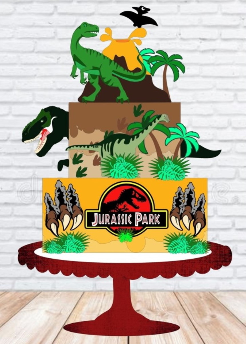 Arquivo de Corte Topo de Bolo Jurassic Park em Camadas #223#