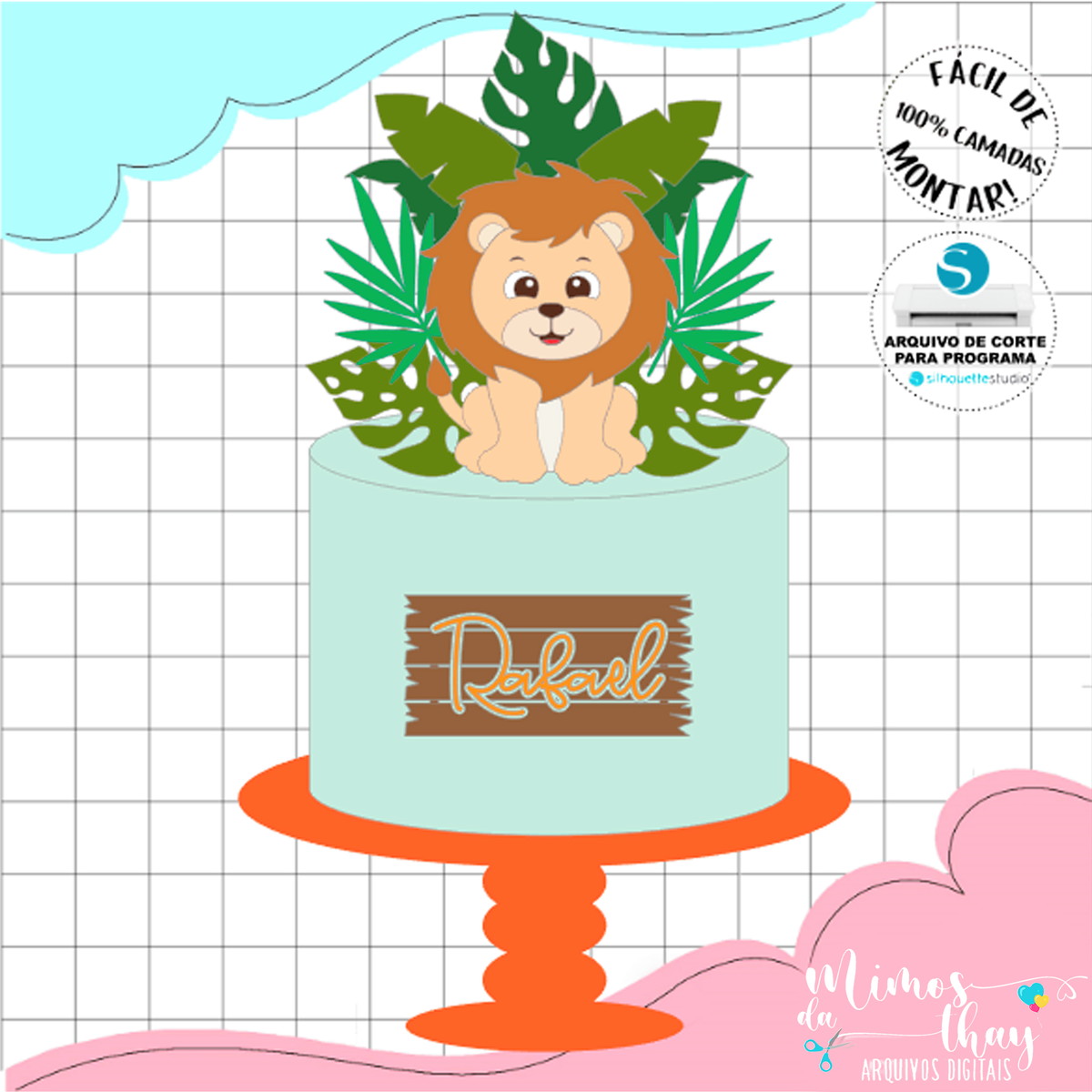 Arquivo de Corte: Topo de Bolo Leãozinho Cute 006