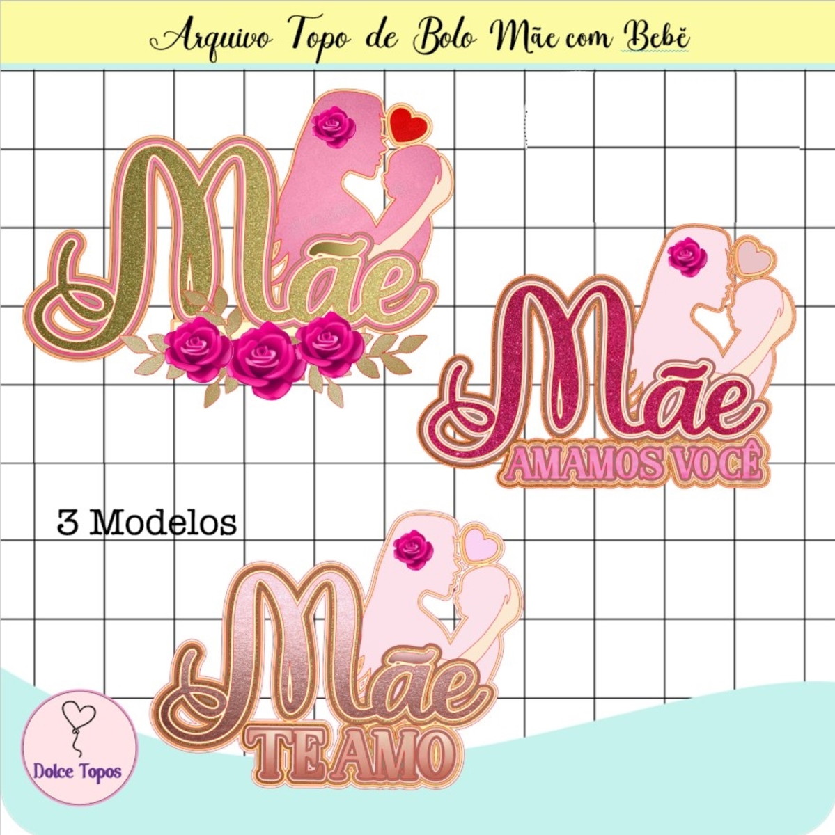 Arquivo de Corte: Topo de Bolo Mãe com Bebê