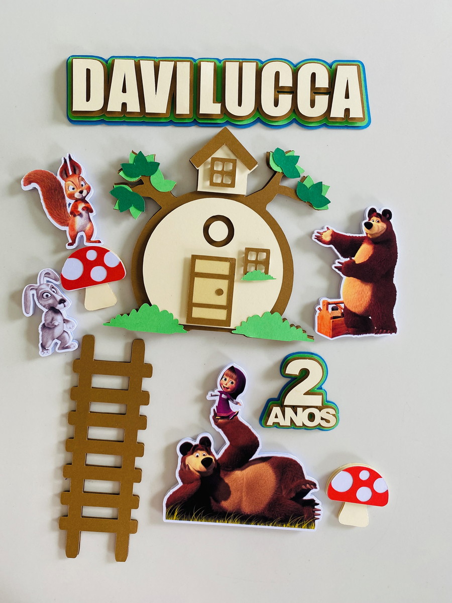 Arquivo de Corte Topo de Bolo - Masha e Urso Menino - Imagem 2